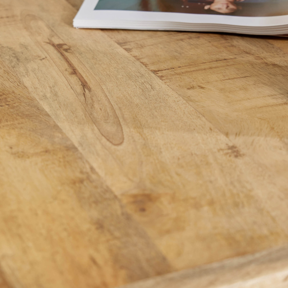 Home Source Cortez Mango Wood Rectangular Small Coffee Table with Iron Legs Image 4