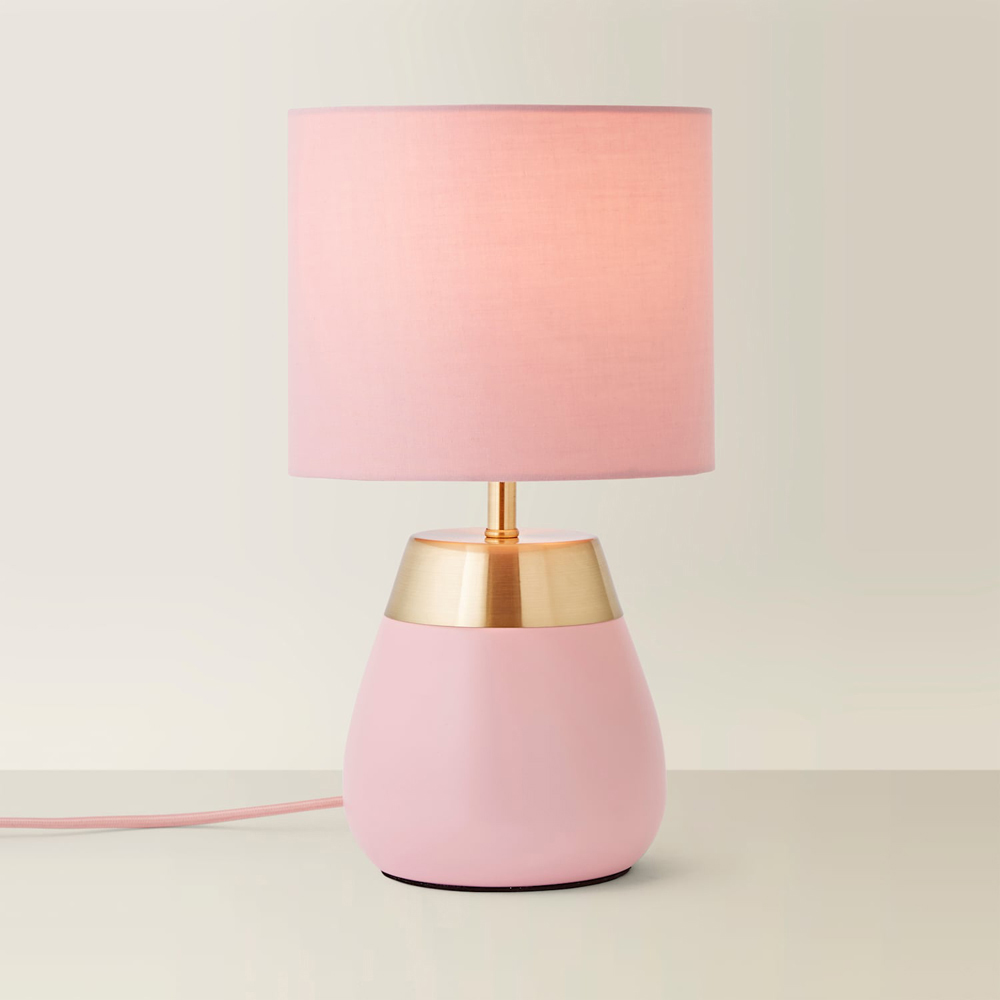 ValueLights Hurst Drum Shade Pink Touch Table Lamp with Bulb Image 5