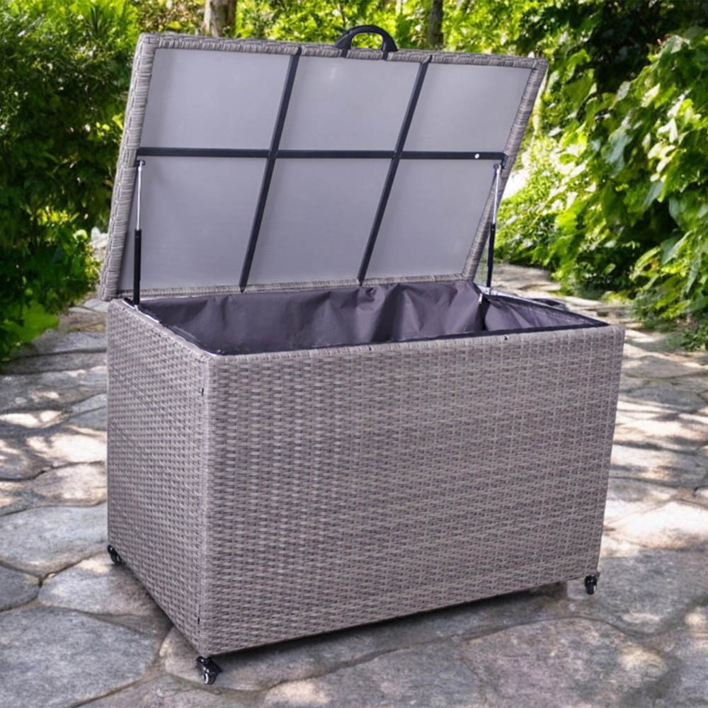 Royalcraft 510L Charcoal Rattan Weave Cushion Storage Box Image 7