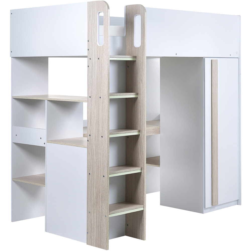 Julian Bowen Ocean Pale Wood and White High Sleeper with Storage Image 5