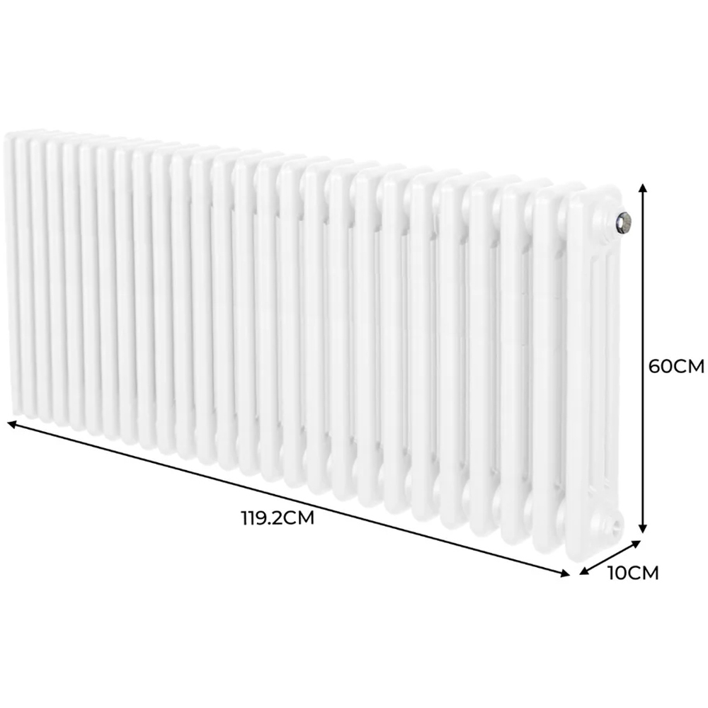 Monster Shop 6255 BTU White Traditional 3 Column Radiator 600 x 1192mm Image 6