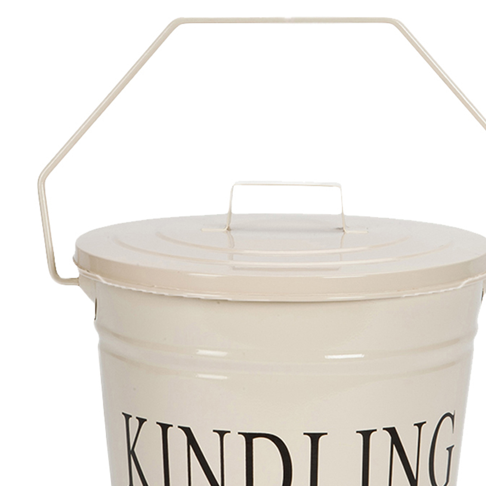 Inglenook Fireside Cream Metal Kindling Bucket Image 2
