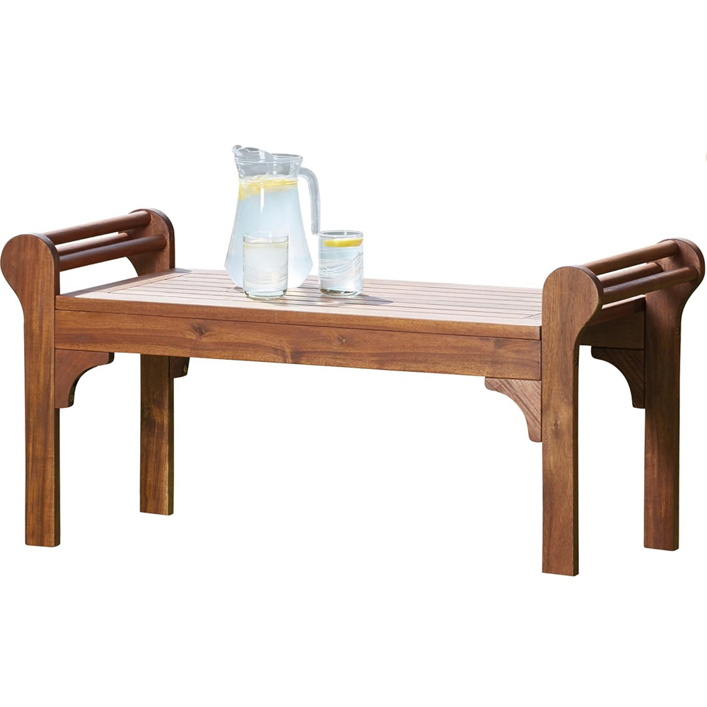 Garden Gear 2 Seater Lutyens Acacia Bench with Coffee Table Image 3