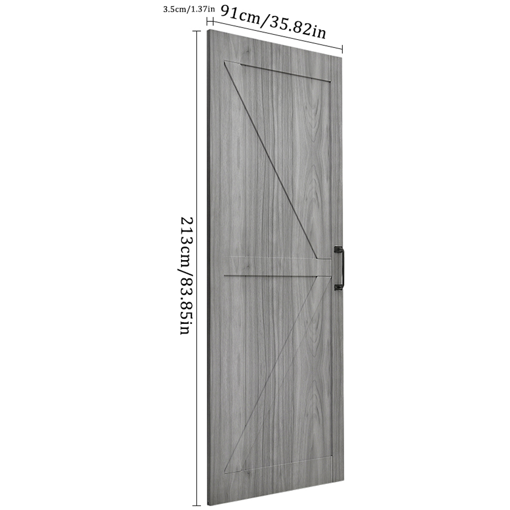 Living and Home Grey Country Style Wooden Barn Sliding Internal Door Kit with Handle 910 x 2130mm Image 8