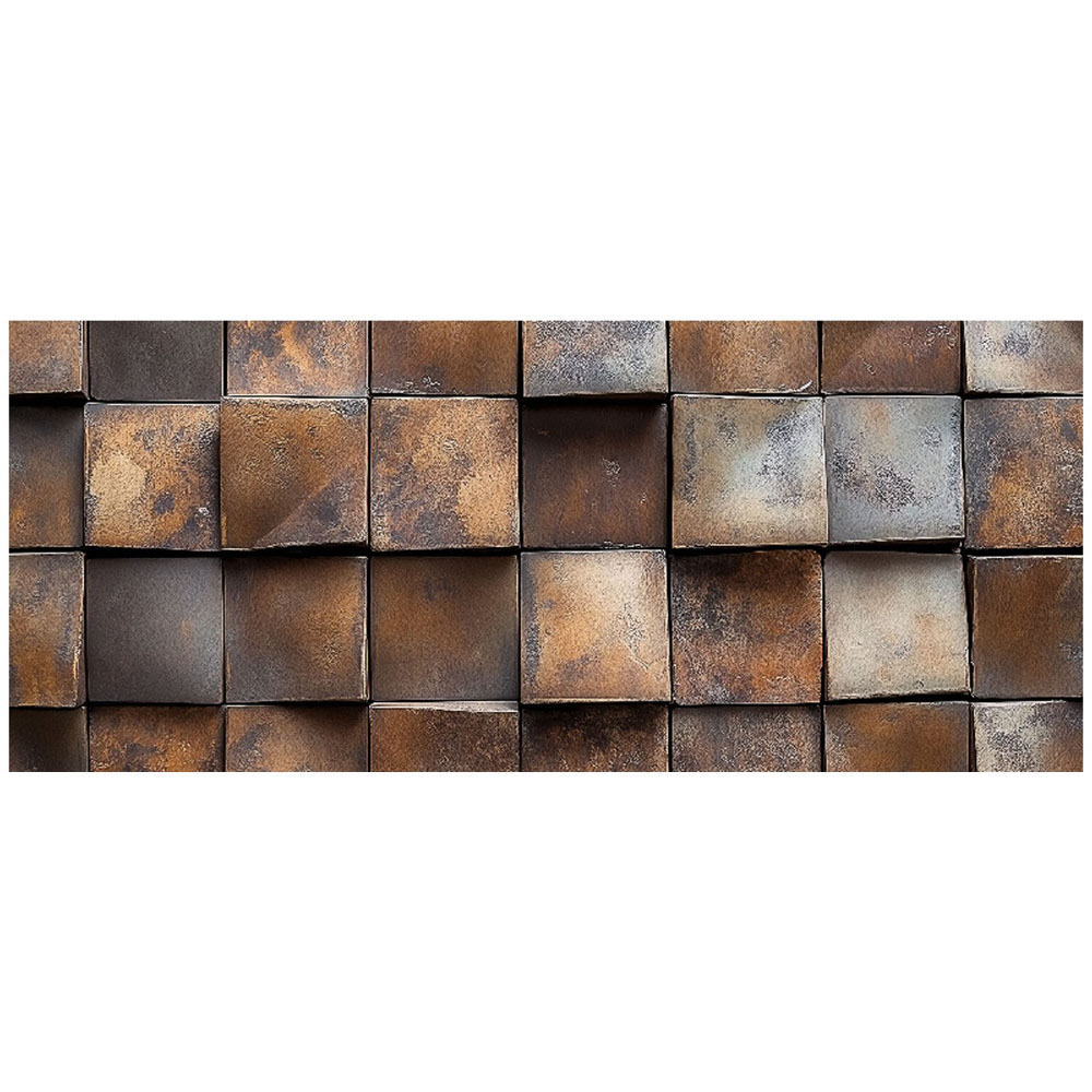 Warren Reed Designer Brown Square Brick Design Glass Bathroom Splashback 25 x 60cm Image 2