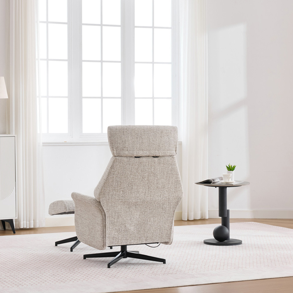 Queensbridge Beige Swivel Chair and Footstool Image 5