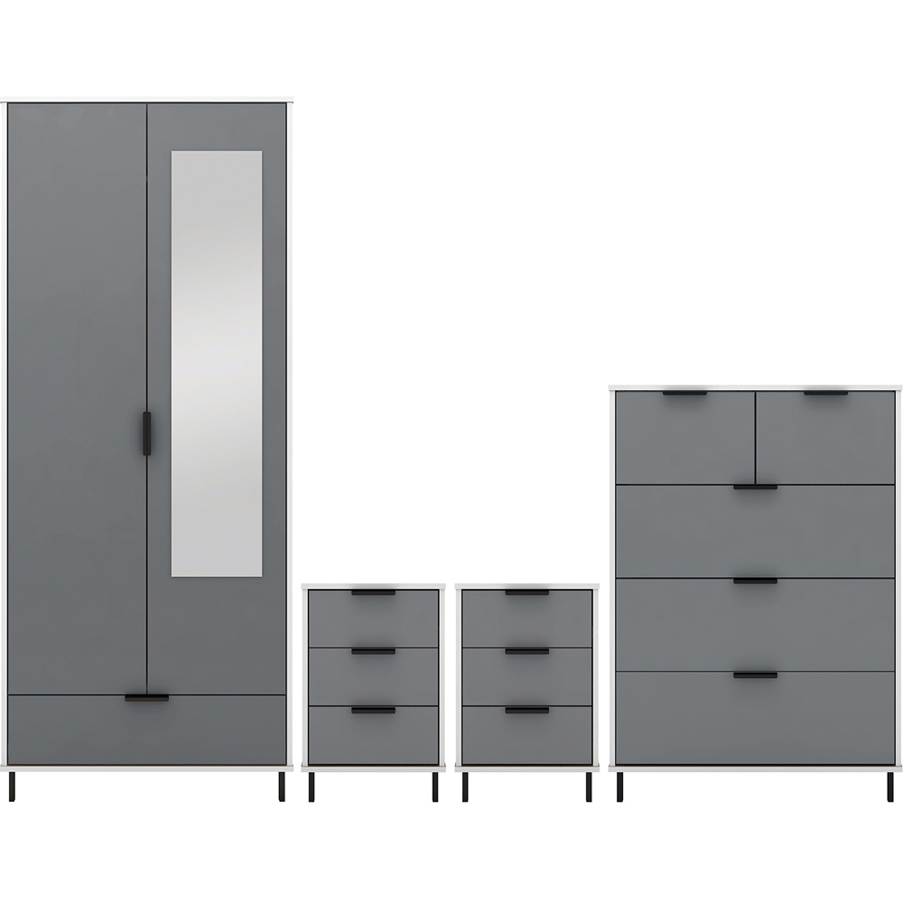 Seconique Madrid 2 Door Wardrobe Grey and White Gloss Bedroom Furniture Set Image 2