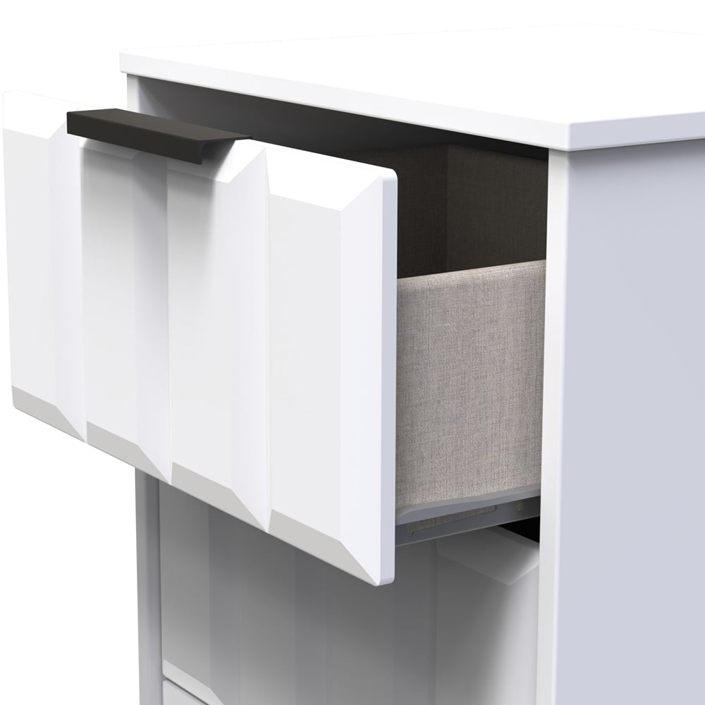 Crowndale New York 3 Drawer Matt White Bedside Table Ready Assembled Image 6