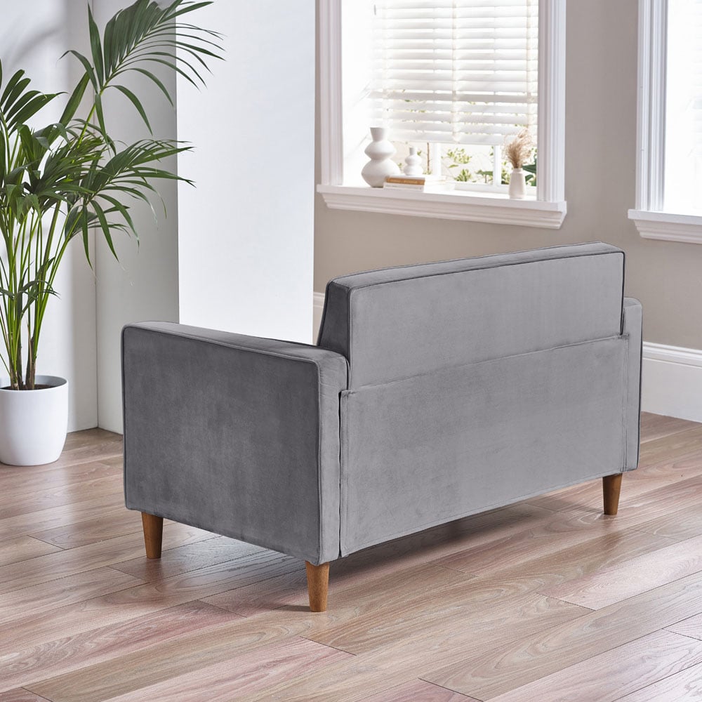 Furniturebox Kody 2 Seater Grey Velvet Sofa Image 3
