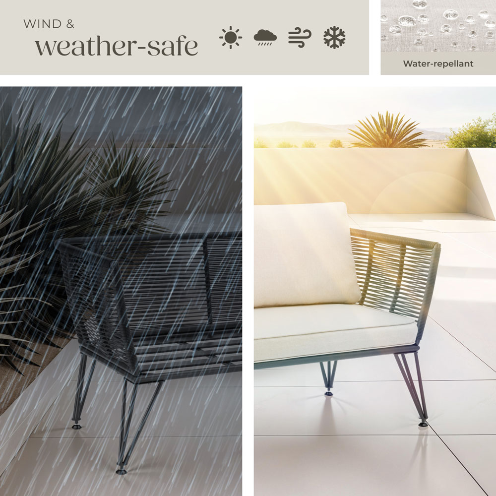 tectake Sundo 2 Seater Polyrattan Garden Sofa with Cushion Image 7