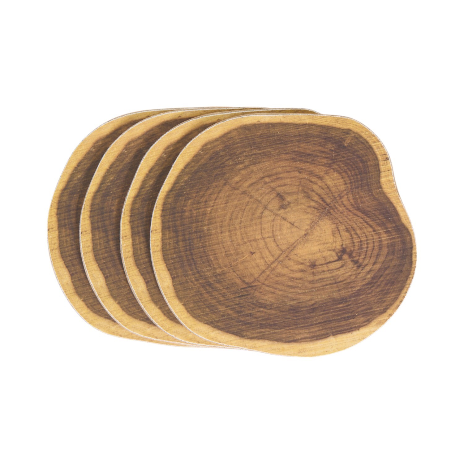 Set of 4 Round Faux Wood Coasters Brown Image 2