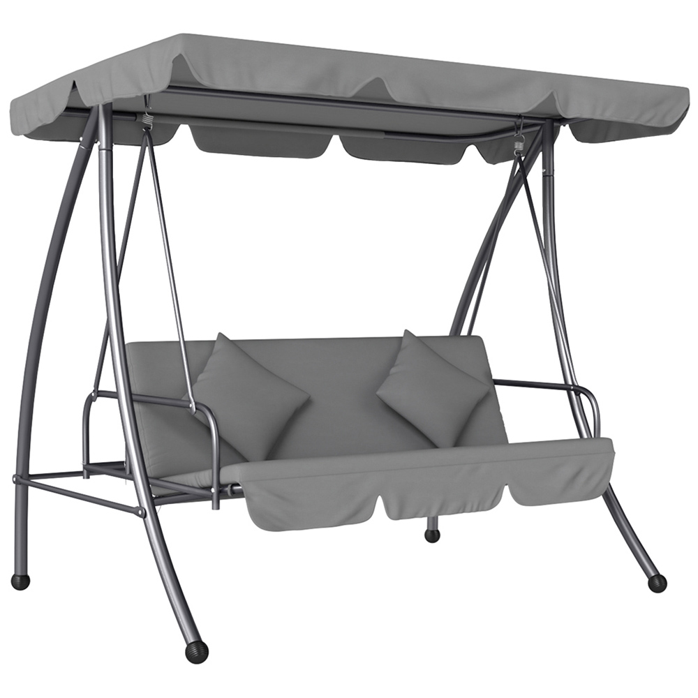 Outsunny 3 Seater Grey Adjustable Canopy Convertible Garden Swing Bed Image 2