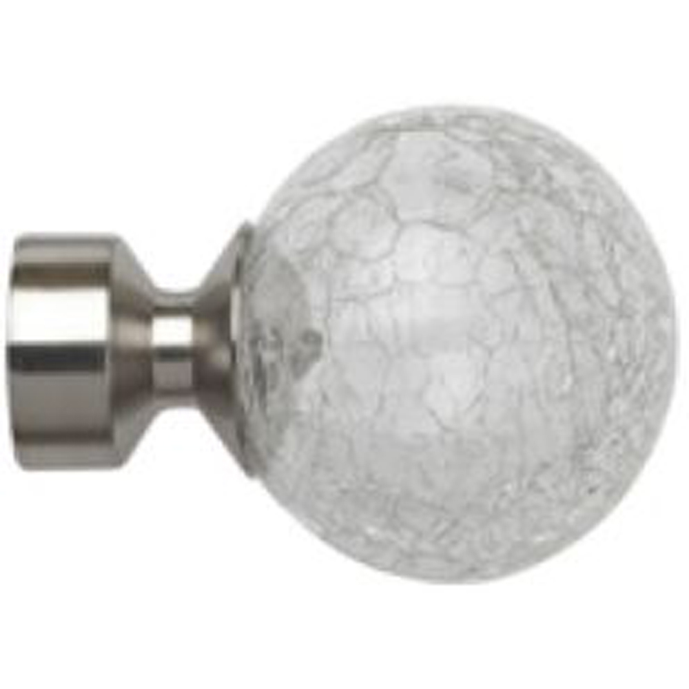 New Edge Blinds 140cm Fixed Length Satin Silver Eyelet Metal Curtain Pole Set with Crash Finial Image 2