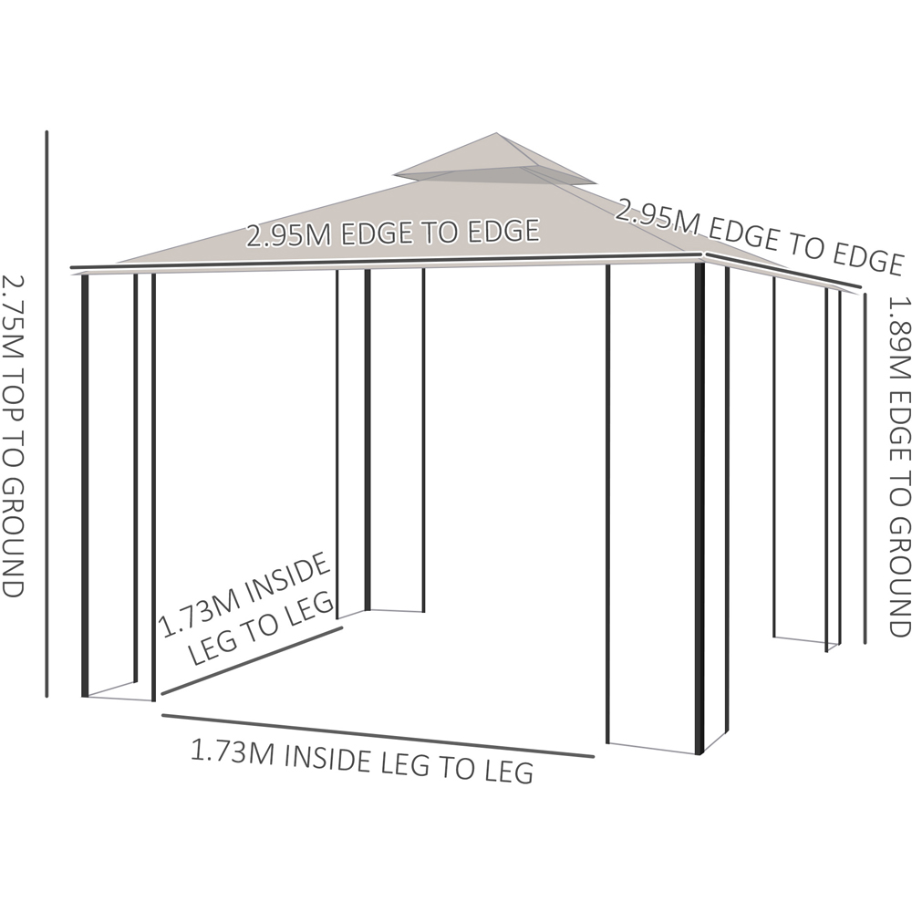Outsunny 3 x 3m Sun Patio Pavilion Gazebo Tent Image 8