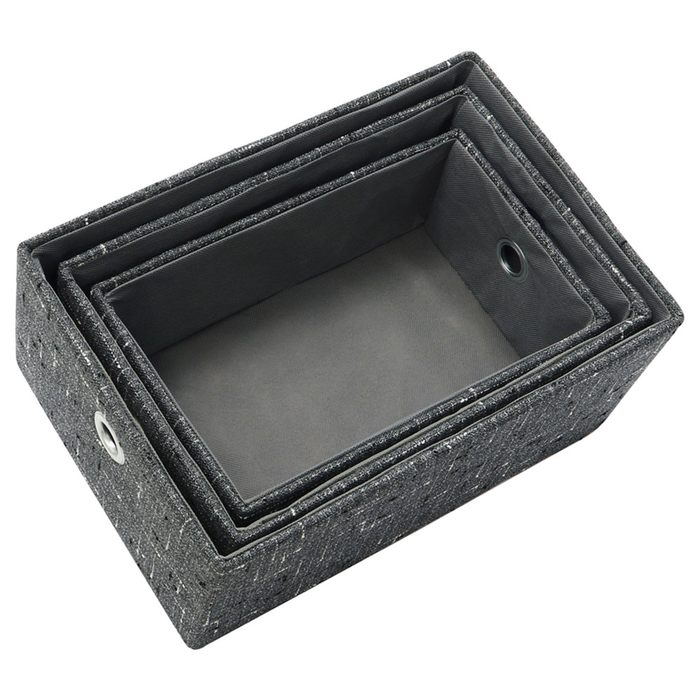 JVL Shadow Rectangular Fabric Storage Baskets 3 Pack Image 4