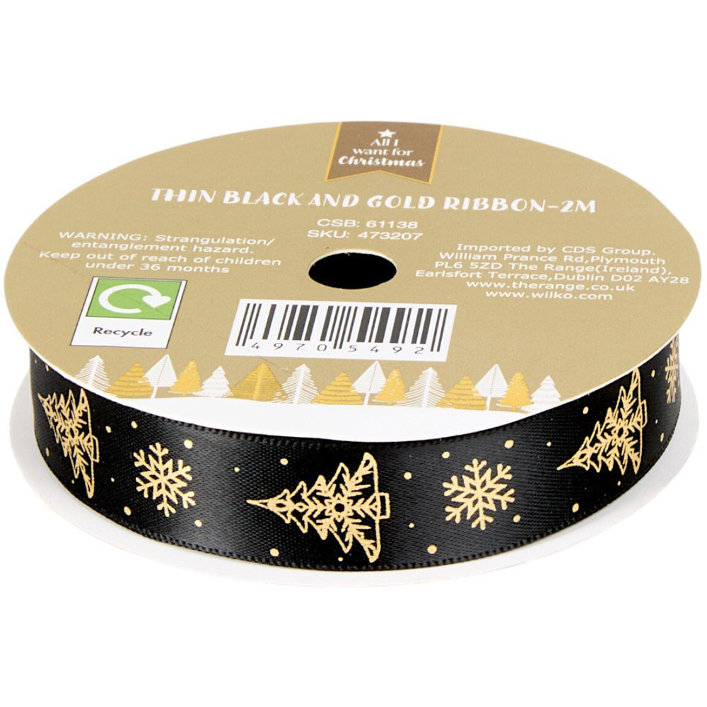 Thin Black and Gold Ribbon Image 4