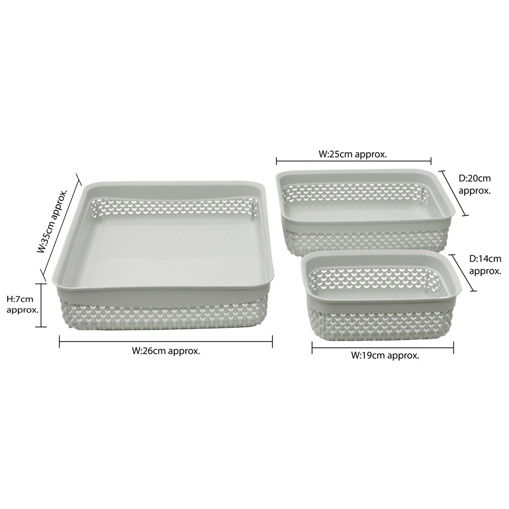 JVL Droplette Ice Grey Storage Basket 3 Pack Image 8