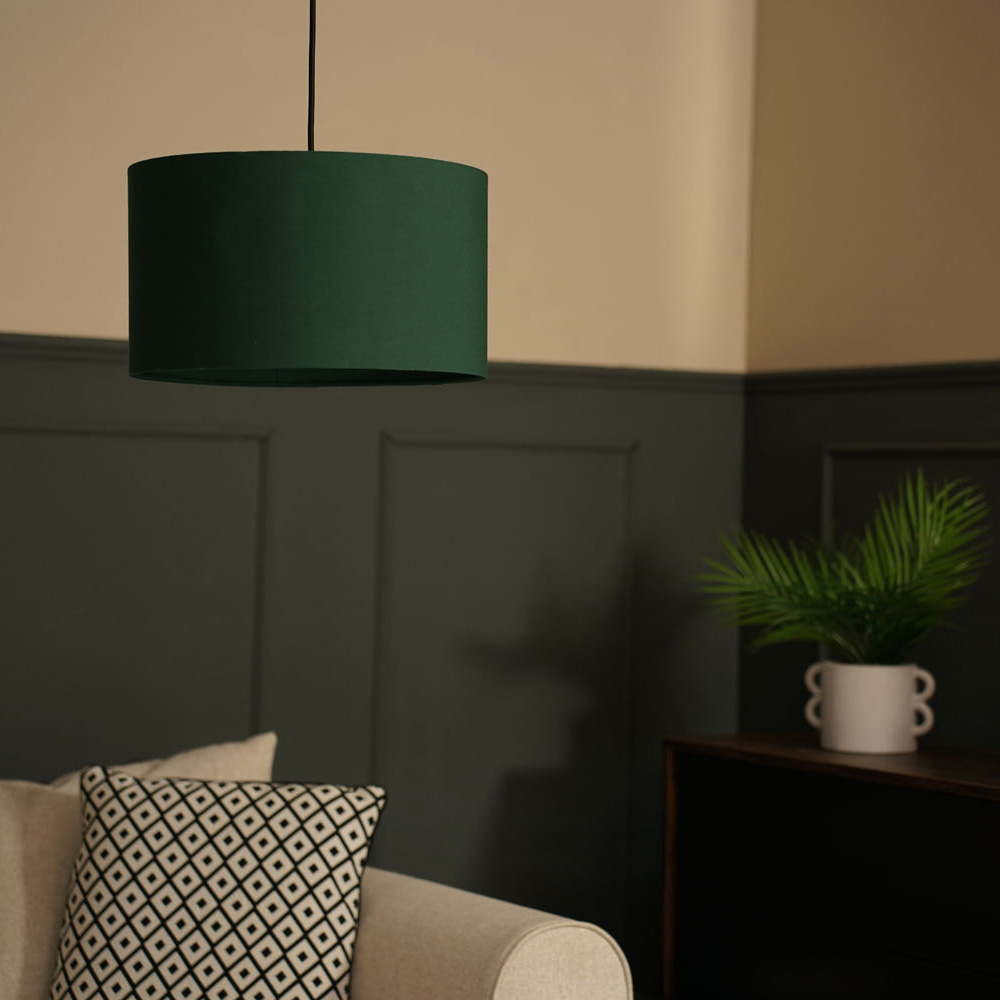 ValueLights Reni Forest Green Ceiling Drum Lamp Shade Medium Image 3