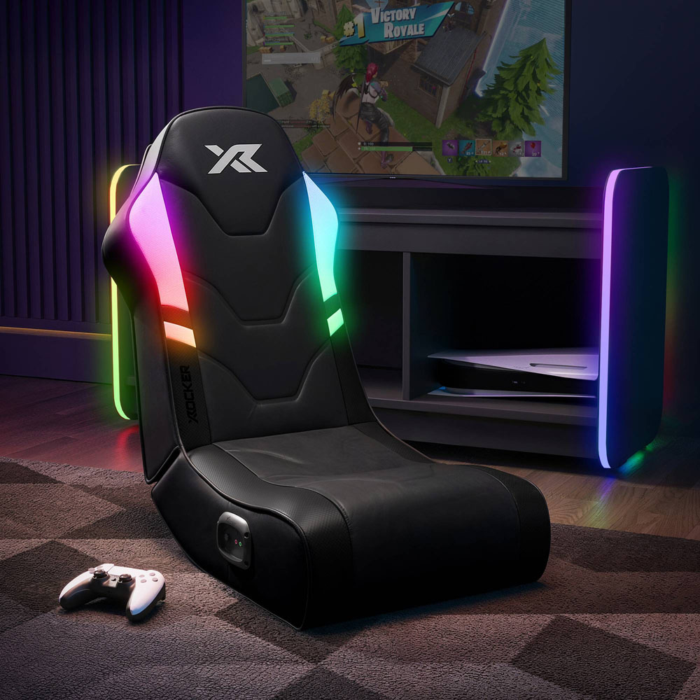 X Rocker Shadow Black RGB Stereo Audio Floor Rocker with App Controlled LED Lights Image 2
