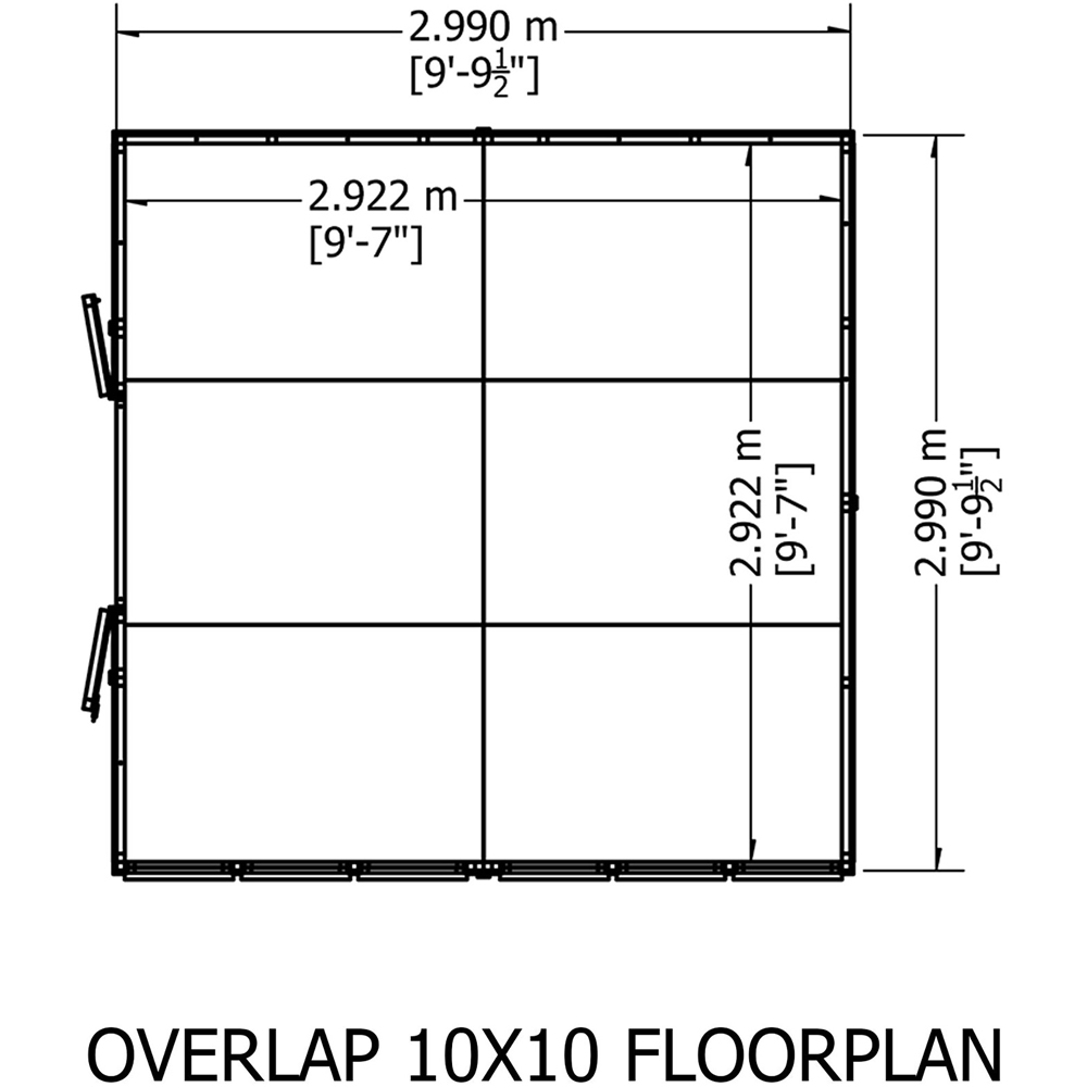 Shire 10 x 10ft Double Door Dip Treated Overlap Apex Shed Image 9
