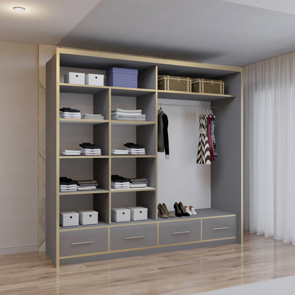 Sliding Wardrobes 4U 2 Sliding Door Grey Modern High Gloss Mirrored Wardrobe Image 4