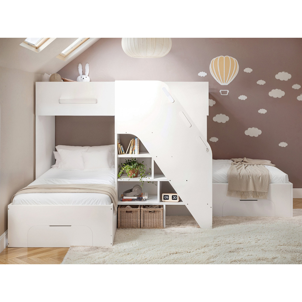Flair Mason White Staircase Triple Sleeper with Storage Image 5