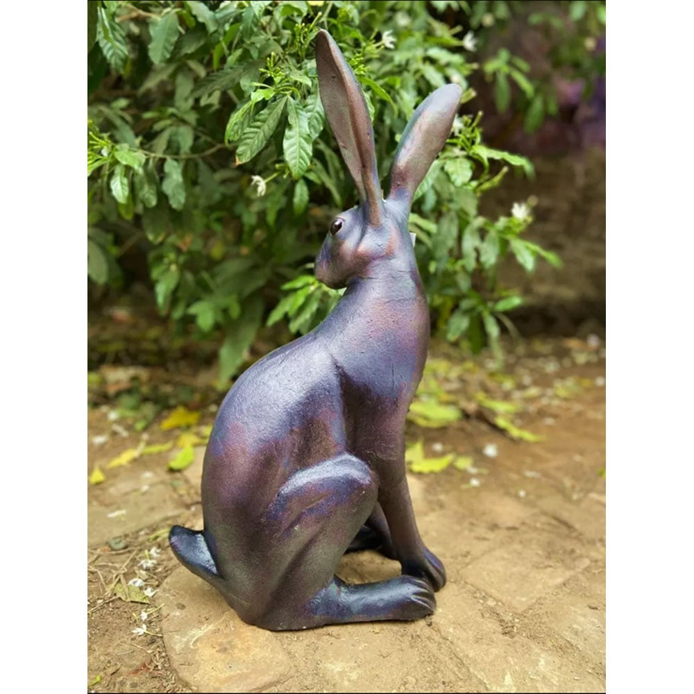 Inspirational Gifting Sitting Hare Cast Aluminium Garden Ornament Image 4