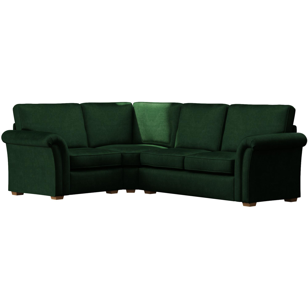 Castleacre 3 Seater Forest Green Plush Velvet Right Hand Fixed Back Corner Sofa Image 2