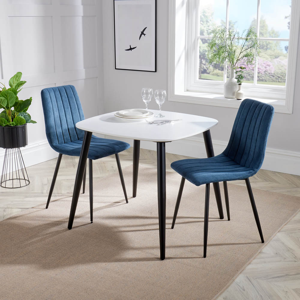 Core Products Aspen 2 Seater Square Dining Set White and Blue Image 4