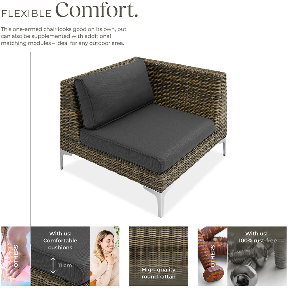 tectake Villanova Rattan Left Corner Garden Chair with Cushion Image 3