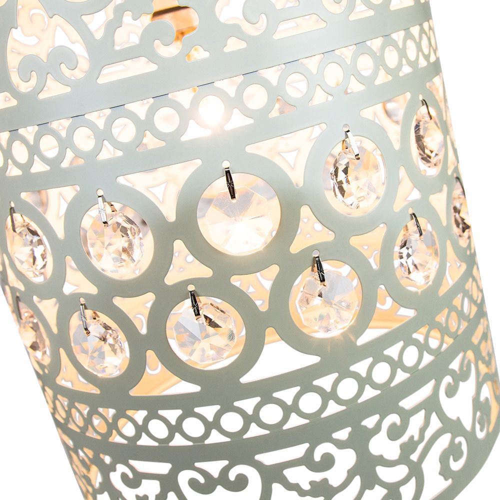 Happy Homewares Traditional and Ornate Cream Clear Acrylic Droplets Pendant Shade Image 3