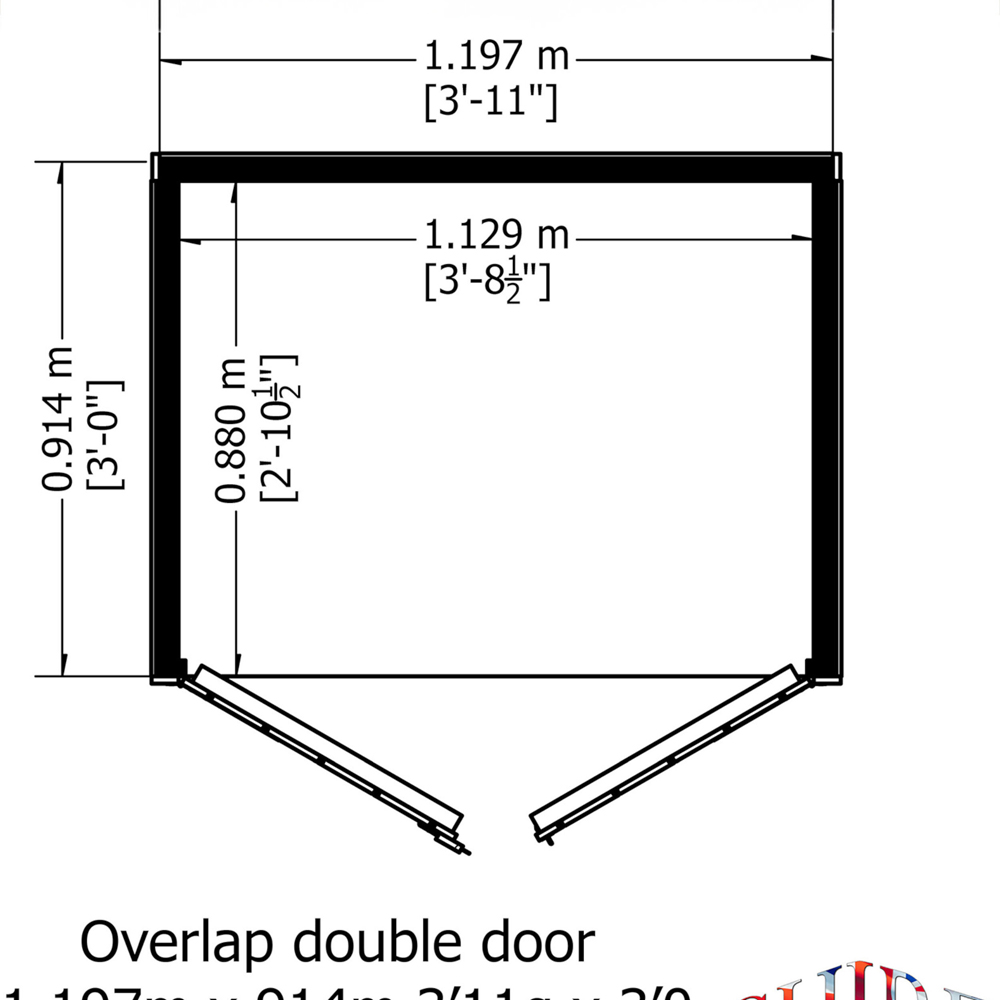 Shire 4 x 3ft Double Door Dip Treated Overlap Shed Image 9