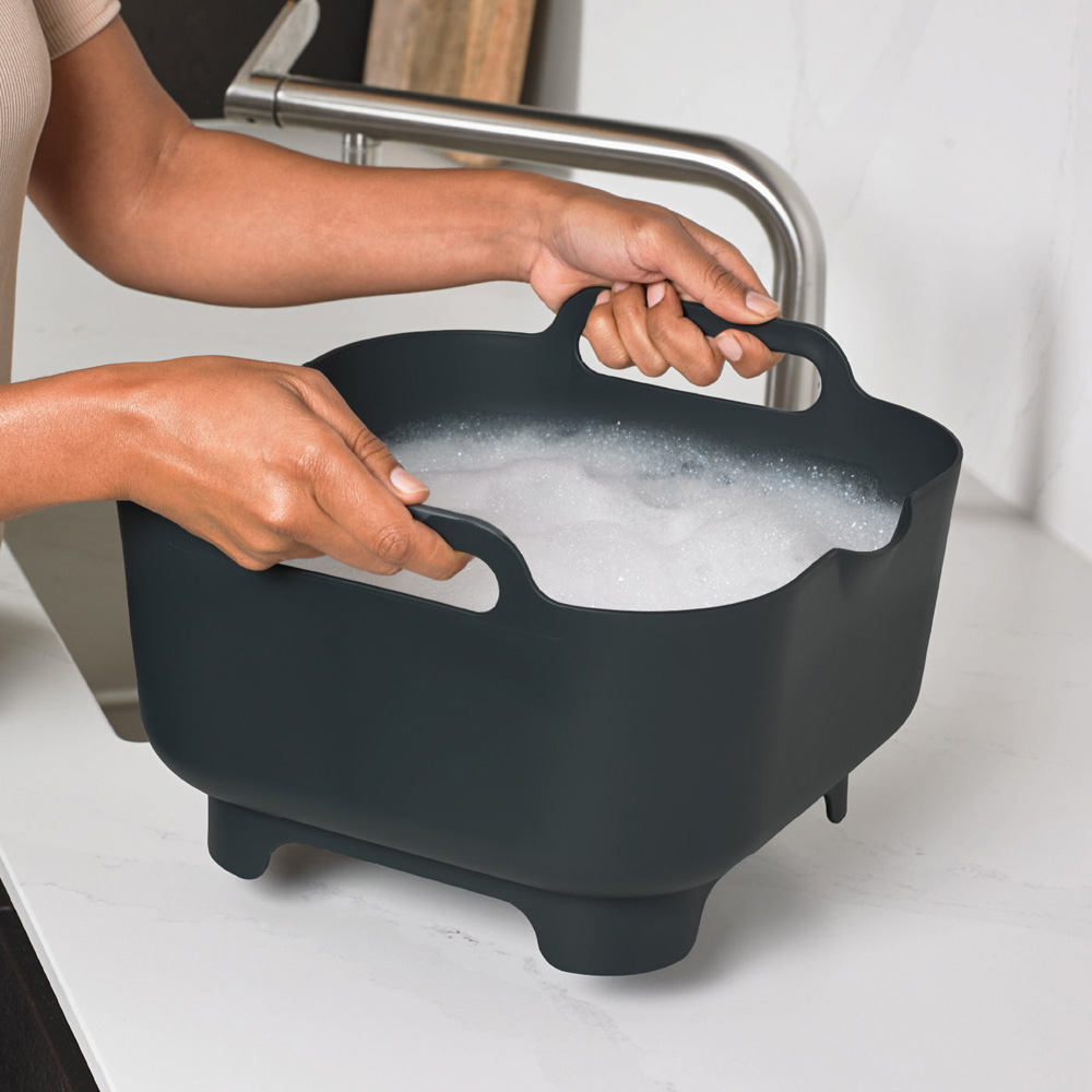 ReBorn Charcoal Grey and Sage Green Deep Washing Up Bowl with Handles 9L Image 5
