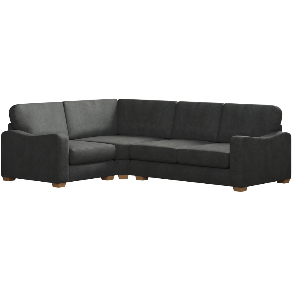 Theadford 3 Seater Steel Plush Velvet Fixed Back Left Hand Corner Sofa Image 2