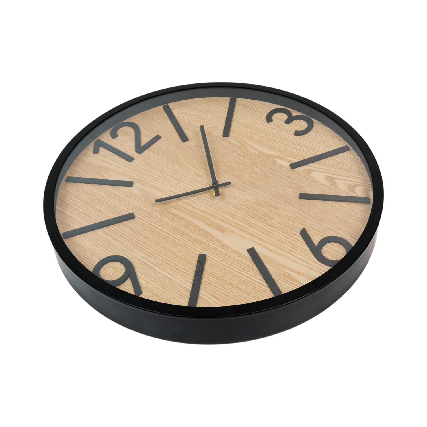 Black and Wood Effect Wall Clock Image 3