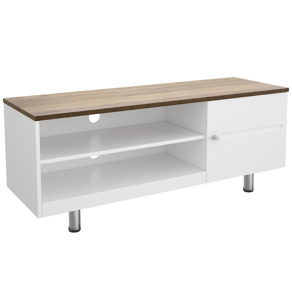 AVF Whitesands Single Door 2 Shelf Satin White TV Unit Image 2