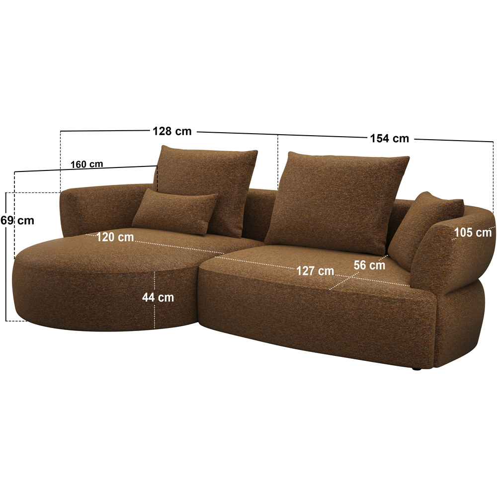 SOLACE+CO Lia 2 Seater Brown Chenille Large Sofa Image 8