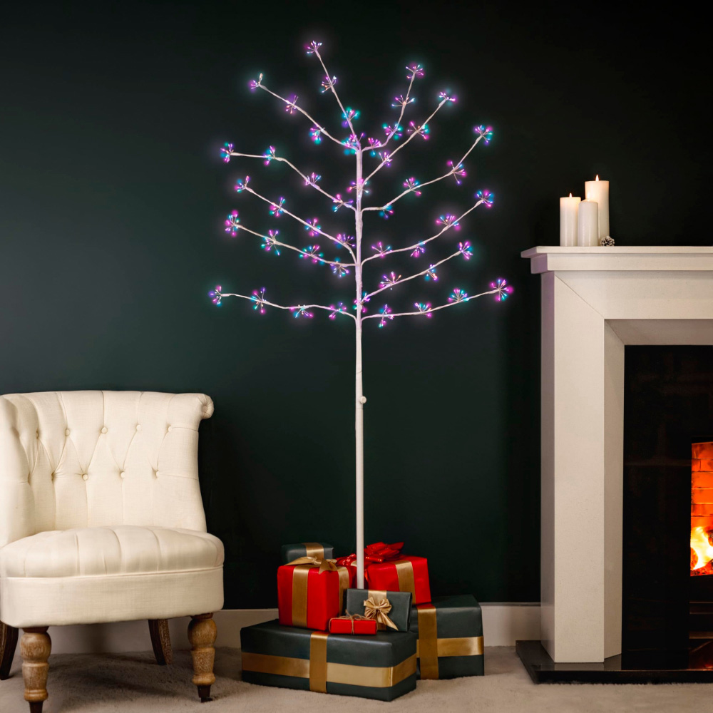 Marco Paul 480 Multicolour LED White Twig Tree Light Up Christmas Decoration Image 2