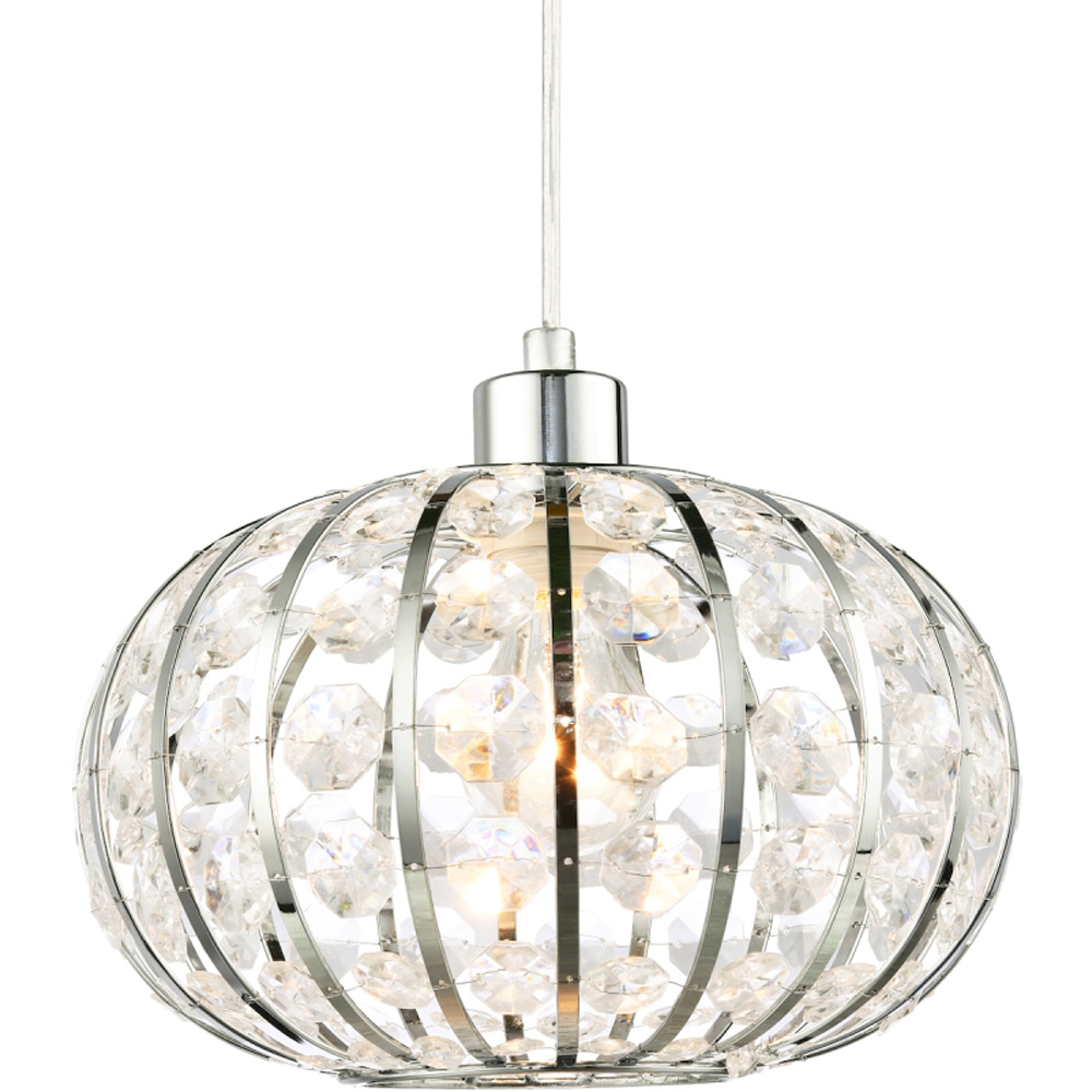 Happy Homewares Chrome Plated Cage Pendant Shade with Acrylic Bead Image 4