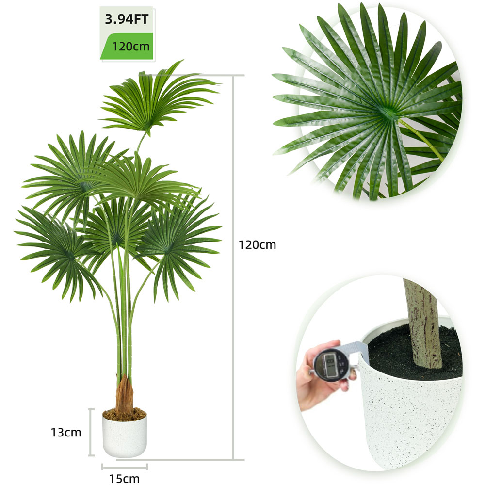 Fan Palm Tree Indoor Artificial Plant 120cm Image 7