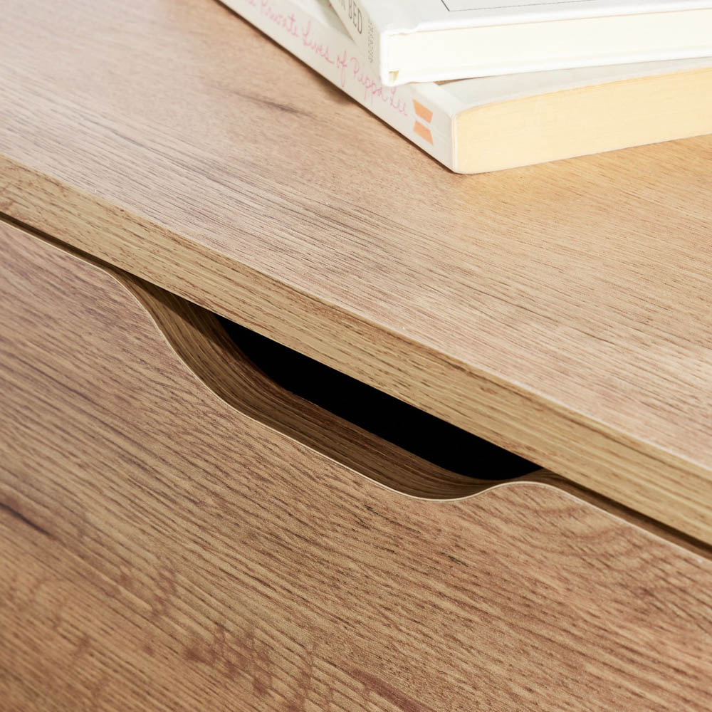 Home Source 2 Drawer Oak Bedside Table Image 4