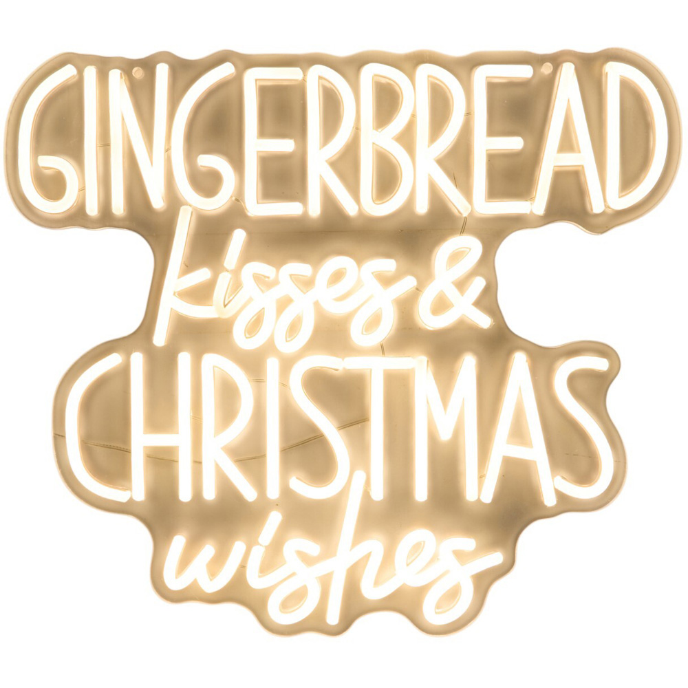 Gingerbread Kisses Xmas LED Neon SignWarm White Image 3