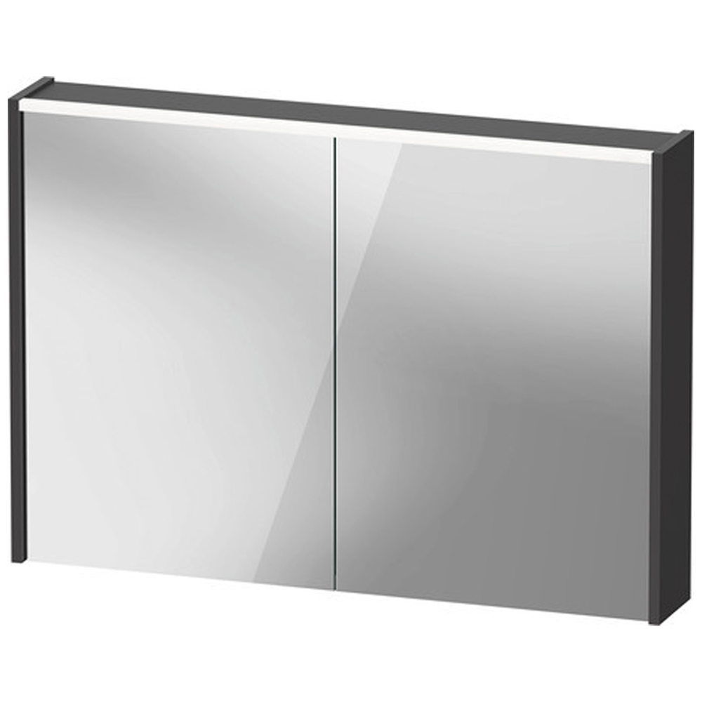 Duravit D-Code 2 Door Matt Graphite Illuminated Mirror Cabinet 1000 x 700mm Image 2
