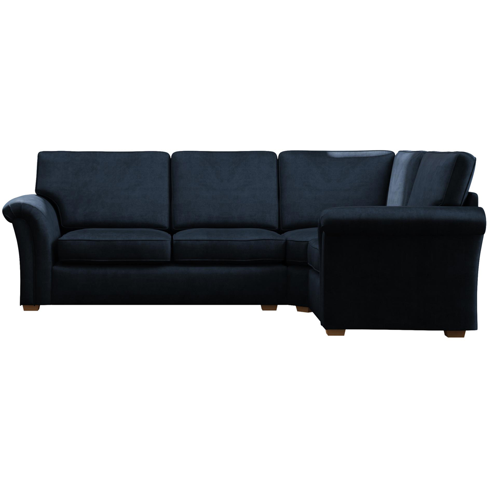 Castleacre 3 Seater Royal Blue Plush Velvet Left Hand Fixed Back Corner Sofa Image 3