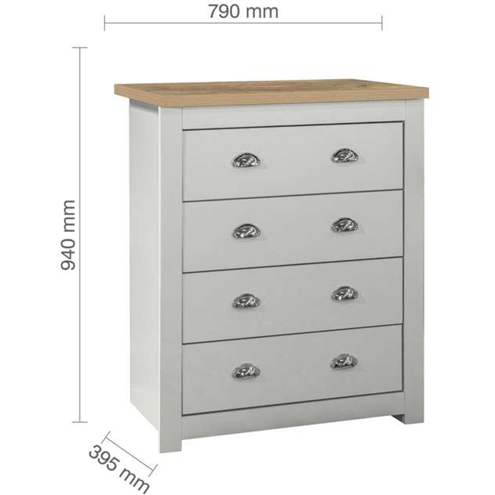 Highgate 4 Drawer Grey and Oak Chest of Drawers Image 8