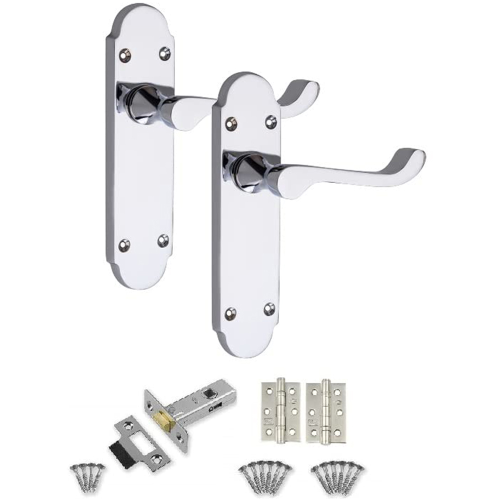 Golden Grace Polished Chrome Victorian Epsom Scroll Latch Door Handle Pair 168 x 40mm 5 Pack Image 2