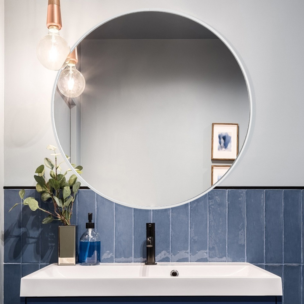 Living and Home White Frame Nordic Wall Mounted Bathroom Mirror 40cm Image 4