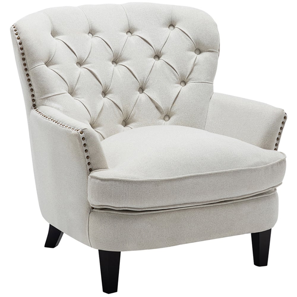 Living and Home Classic Button Back Linen Armchair Image 2
