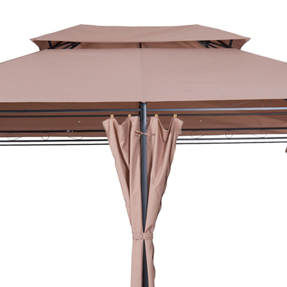 Gazebo Shelter Curtains 4m x 3m Brown Image 4
