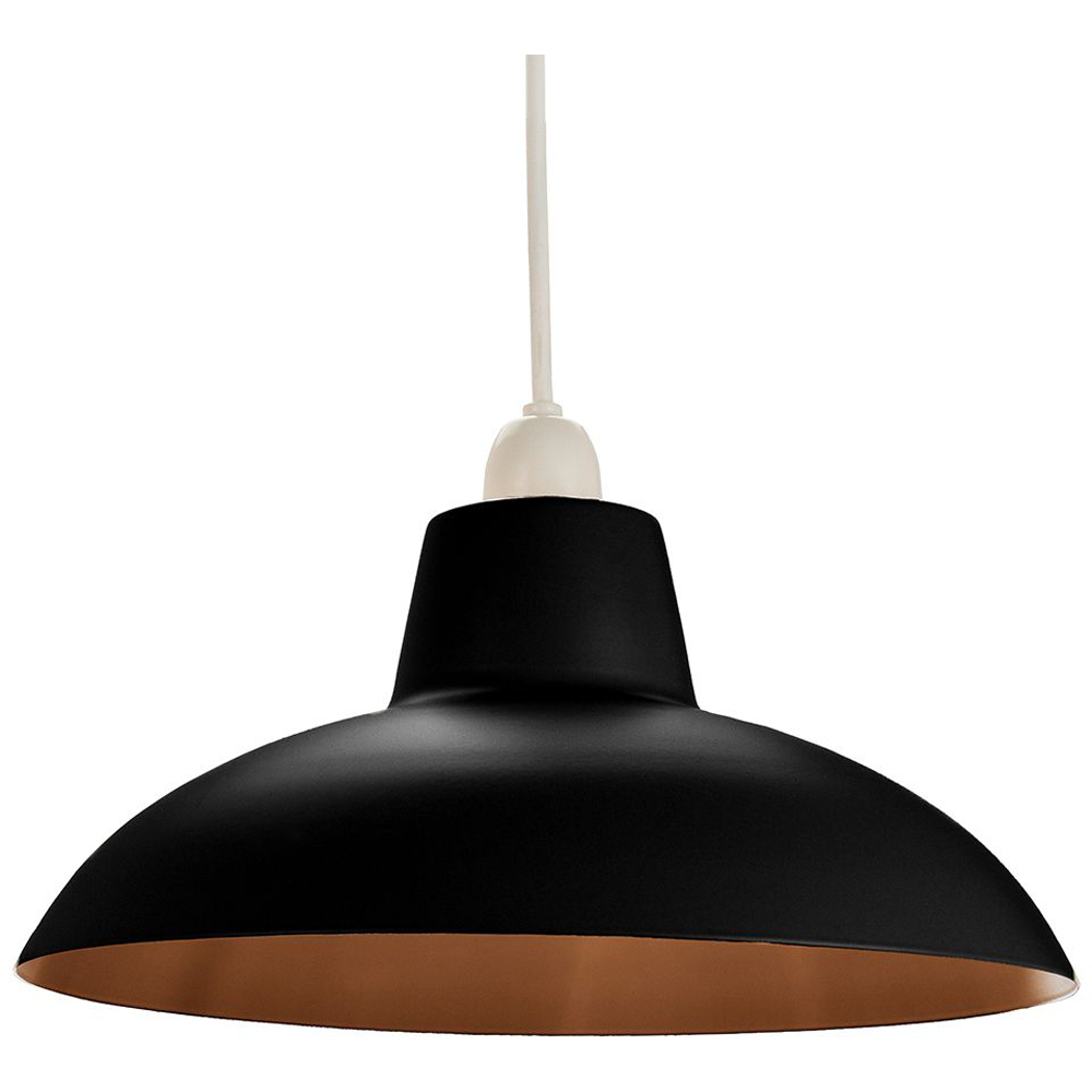 Happy Homewares Matt Black Curved Metal Industrial Retro Designed Pendant Shade Image 2